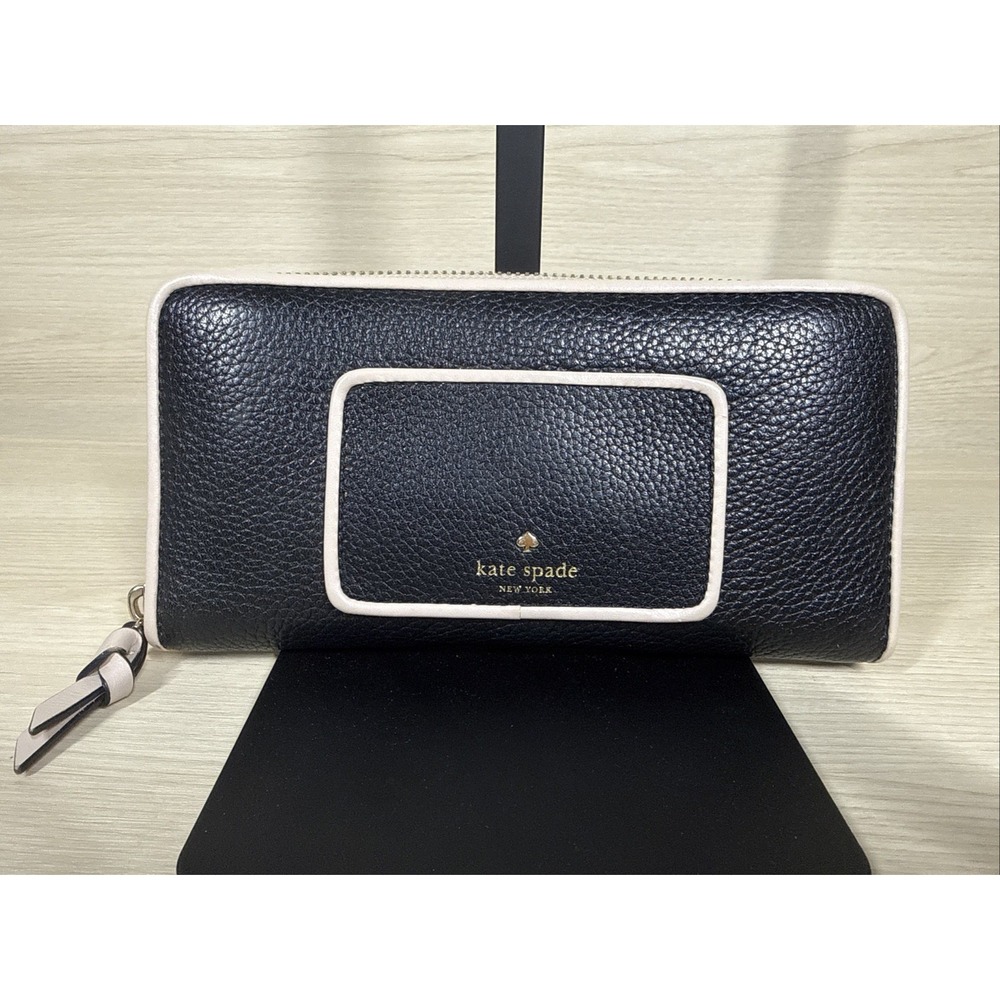 Kate Spade New York Long Wallet‎ Leather Black Beige Wlru4985 Long Zip RJdT47